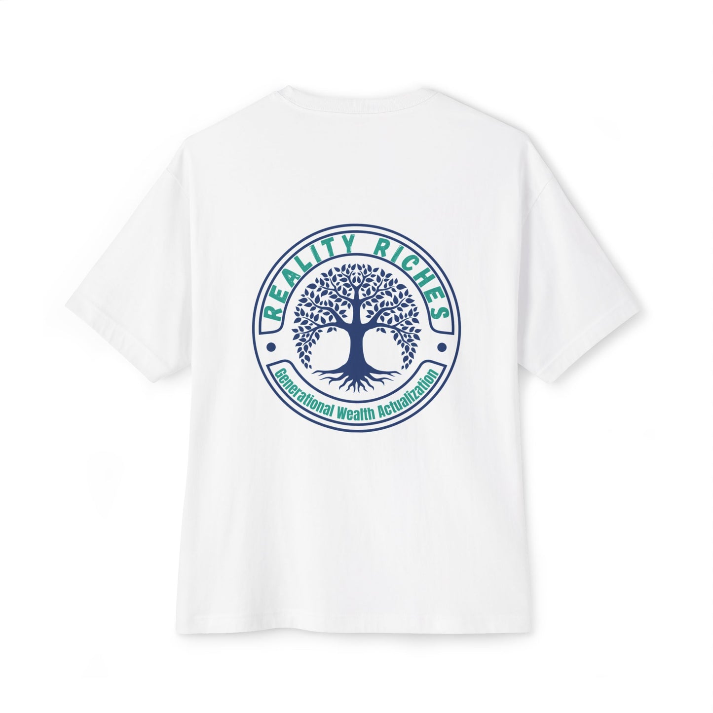 Reality Riches Unisex Oversized Boxy Tee - Design for Wealth Actualization